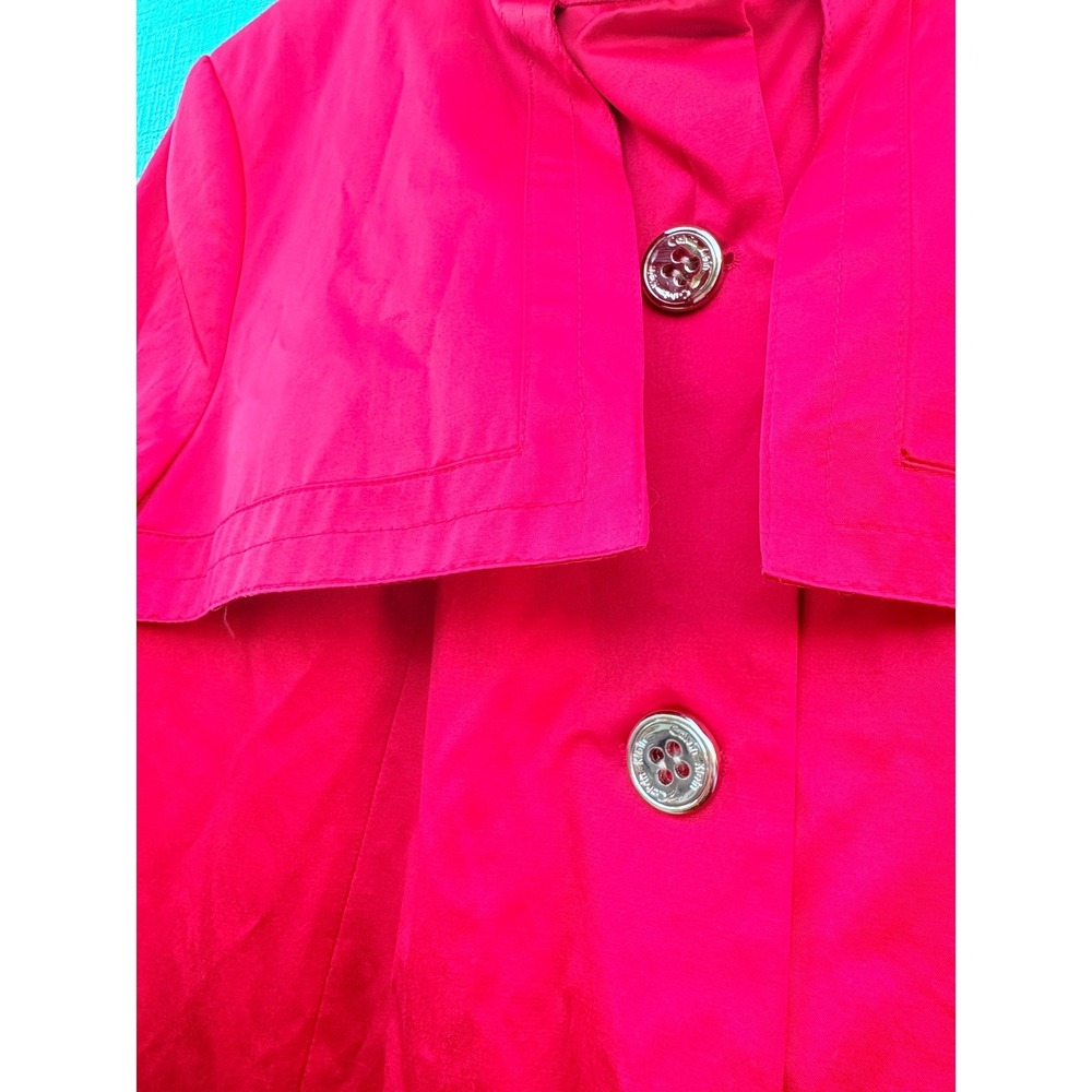 Calvin Klein Dopamine Red‎ Single Breasted Trench Coat Geometric Lining Size L - Picture 3 of 8